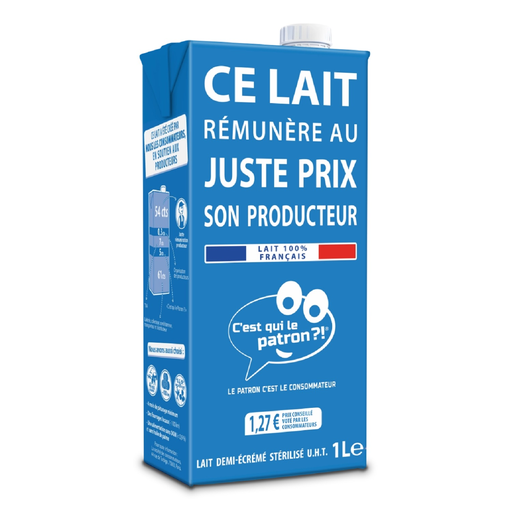 [3248340054063] C'EST QUI LE PATRON UHT Semi-Skimmed Milk 1 L