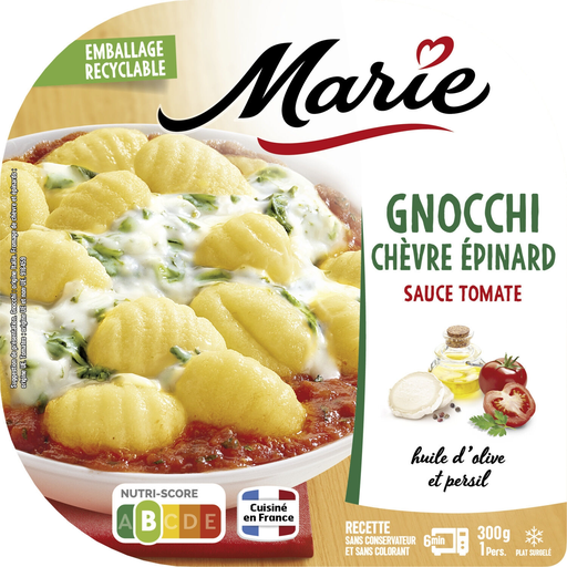 [3248830001157] MARIE Gnocchi queso de cabra espinaca salsa tomate 300 g