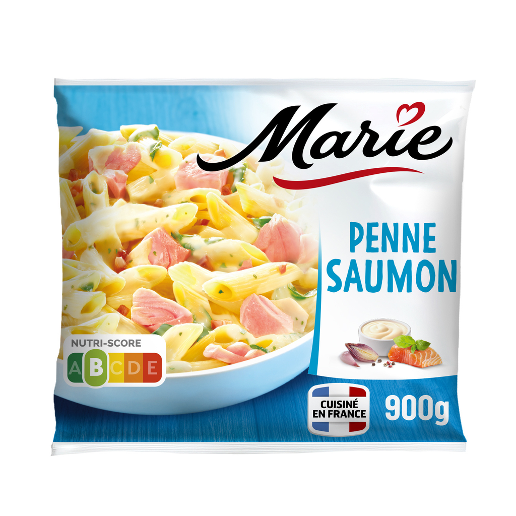 MARIE Penne com salmão em molho de natas, tomate e manjericão 900 g