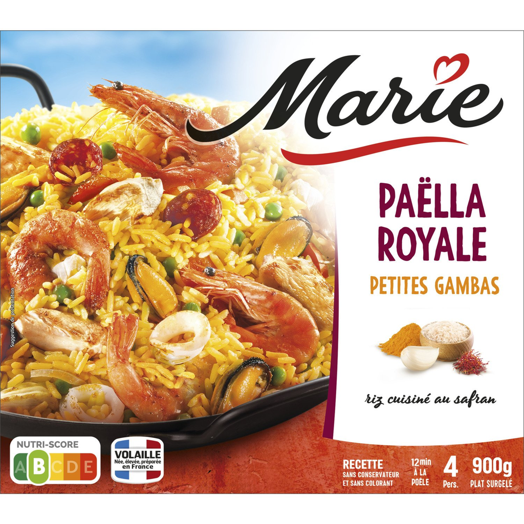 MARIE Paella real con pequeñas gambas y arroz al azafrán 900 g