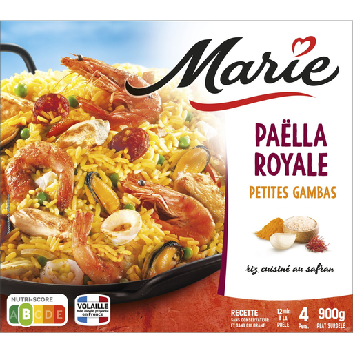 [3248830724971] MARIE Paella real con pequeñas gambas y arroz al azafrán 900 g