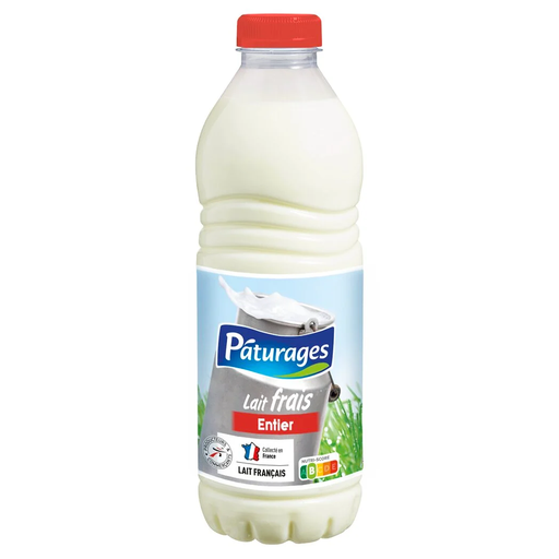 [3250390011866] PÂTURAGES Whole fresh milk 1 L