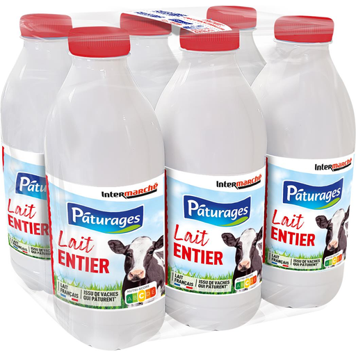 [3250390012047] UHT Pâturages Whole Sterilized Milk 6 x 1 L
