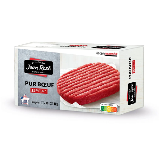 [3250390020745] JEAN ROZÉ Steak haché pur bœuf surgelé 1 kg