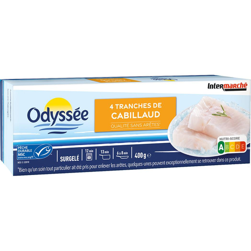 [3250390021469] MSC Odyssée Cod fillets boneless quality 400 g