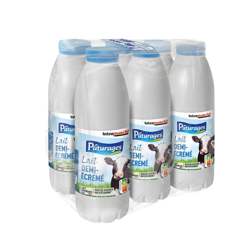 [3250390059011] PÂTURAGES Semi-skimmed milk 6 x 50 cl