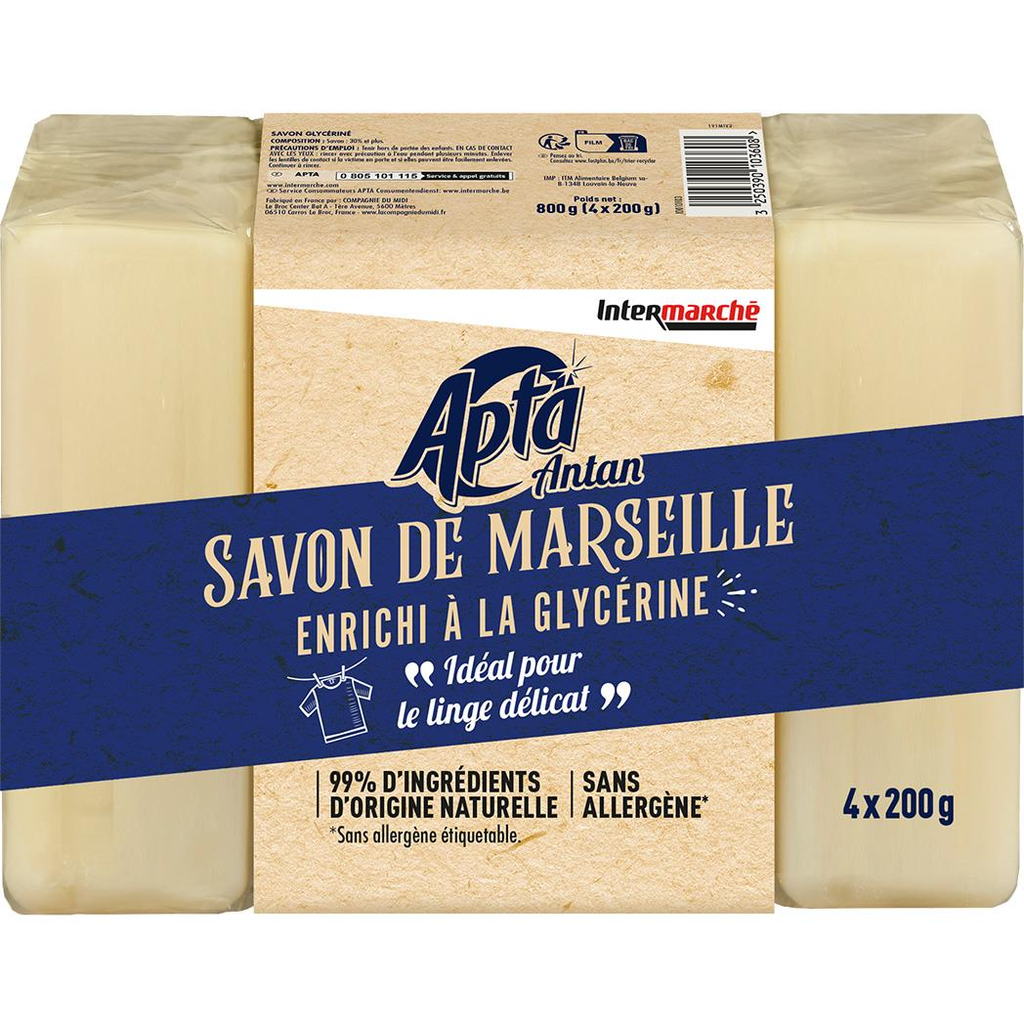 APTA Savon de Marseille à la glycérine 4 x 200 g