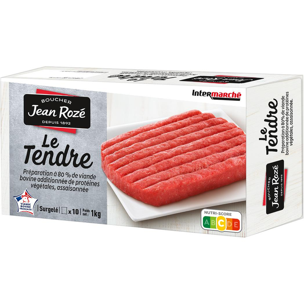 JEAN ROZÉ Le Tendre Préparation à 80% de viande bovine surgelée 1000 g