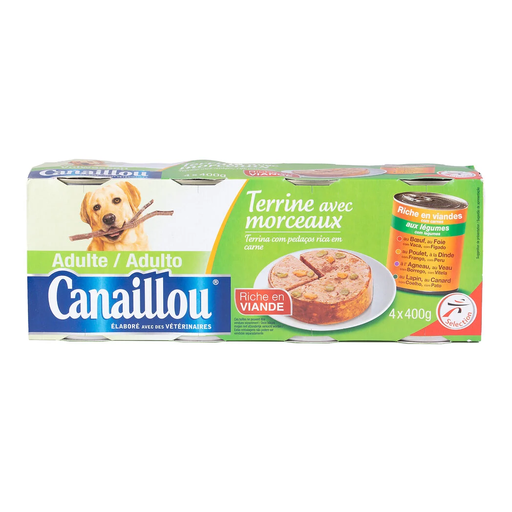 [3250390727309] CANAILLOU Terrine with chunks rich in meat for dogs 4 x 400 g
