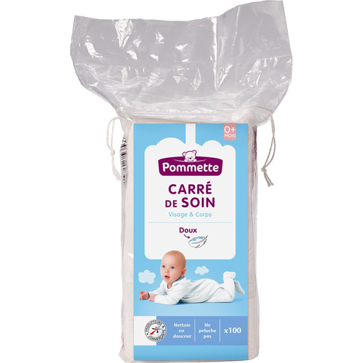 [3250390753537] POMMETTE Carrés de soin visage et corps doux et résistant 100 unités