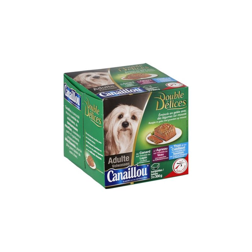 [3250390760863] CANAILLOU Trocitos en gelatina de pato, cordero y pollo para perros 3 x 300 g