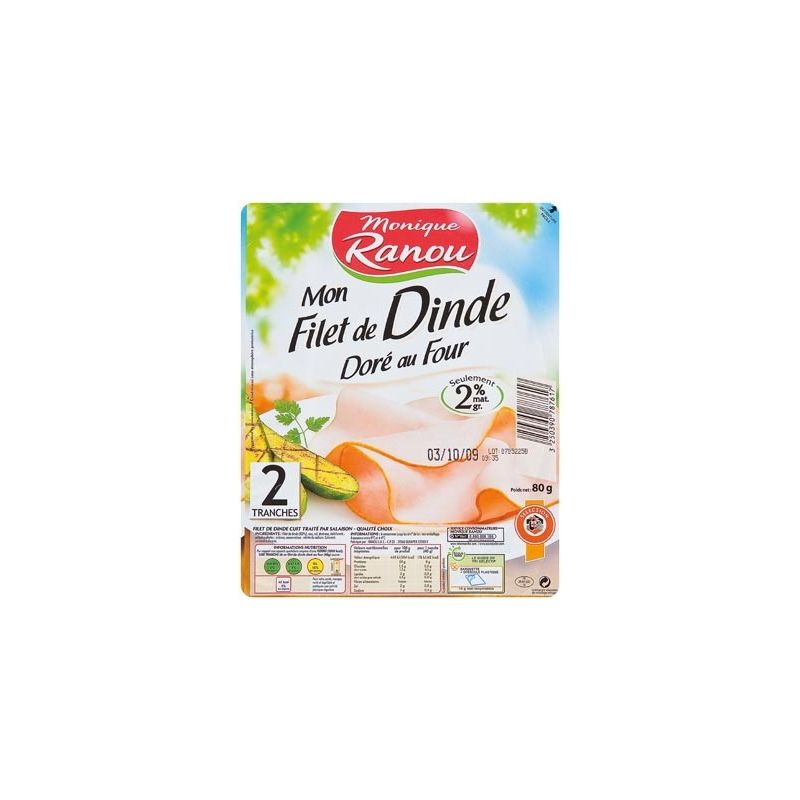 RANOU Filet de Dinde Doré 2 Tranches 80 g