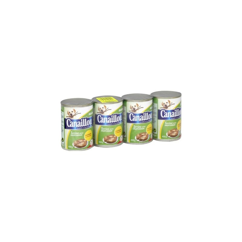 CANAILLOU Pate and chunks for dogs with meat and vegetables 4 x 400 g