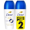 DOVE Desodorante Roll-on Antitranspirante Original 0% Alcohol Advanced Care pack de 2 x 50 ml
