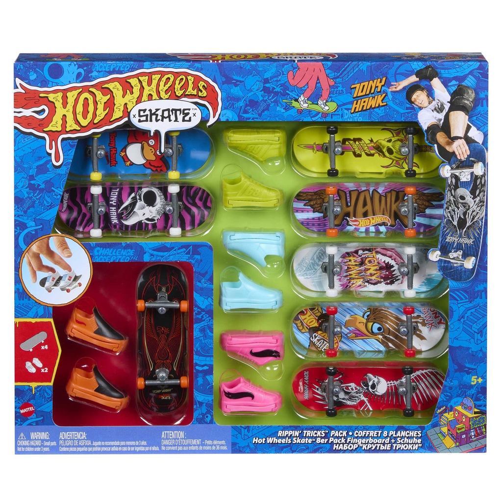 MATTEL Hot Wheels Fingerskate Tony Hawk Coffret 8 planches Multicolore le coffret