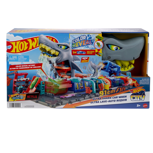 [0194735195091] MATTEL Hot Wheels City Estación de Lavado Tiburón Color Reveal la boite