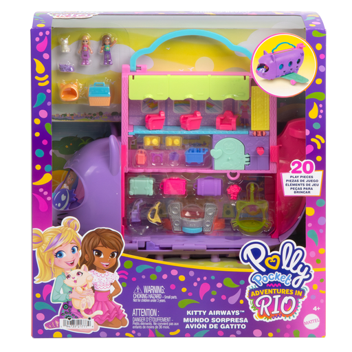 [0194735217779] MATTEL Polly Pocket Transforming Kitten Plane Playset with 2 Mini-Figures the box
