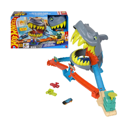 [0194735335015] MATTEL Playset Hot Wheels City Shark Attack Jhl96 Rotating Launcher + 1:64 Car