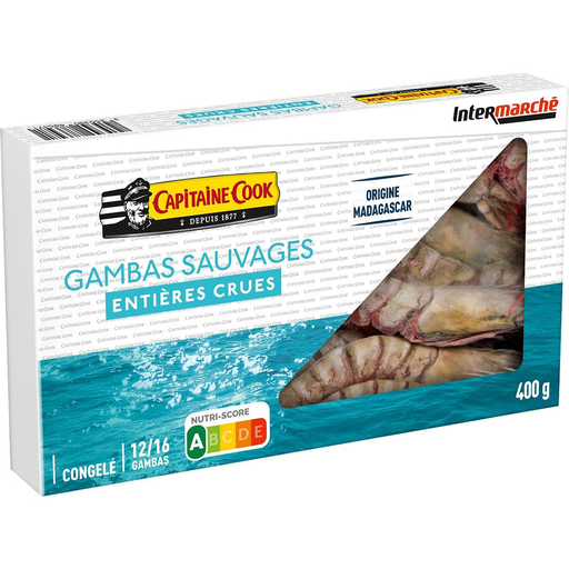 [3250390886471] CAPITAINE COOK Whole Raw Frozen Wild Prawns 400 g