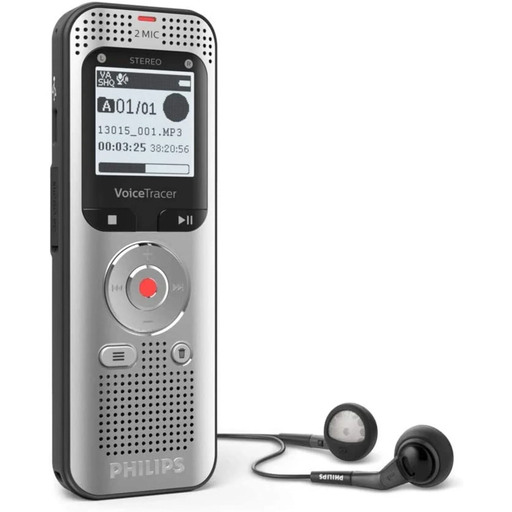 [0855971006342] PHILIPS Voice Tracer DVT2050/00 Digital Voice Recorder Silver, 1 unit