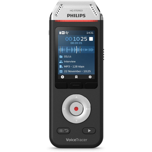 [0855971006434] PHILIPS Voice Tracer DVT2110/00 Digital Voice Recorder Flash Card Black, Chrome