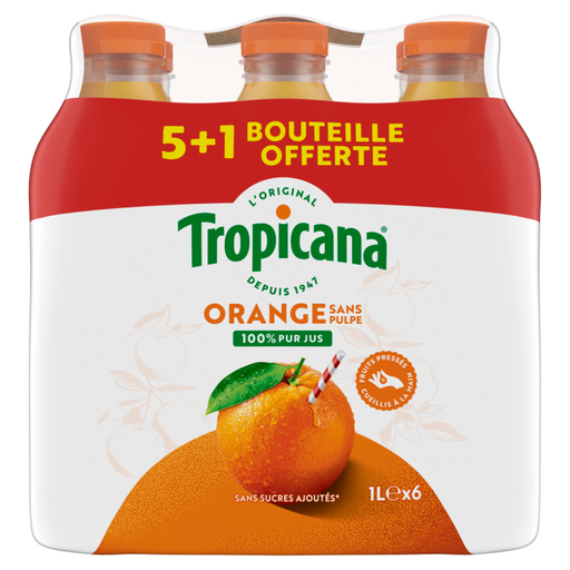 [1210002000697] TROPICANA Orange Juice No Pulp Pure Premium 6 x 1 L