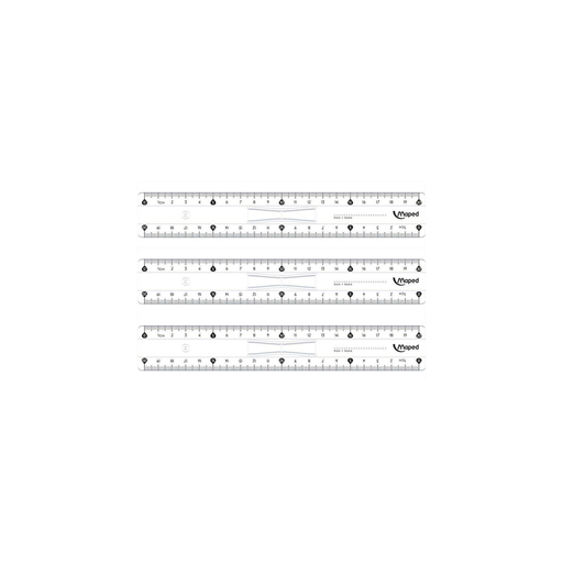 [2090000214062] MAPED 3 Double Decimeter Plastic Rulers With Handle
