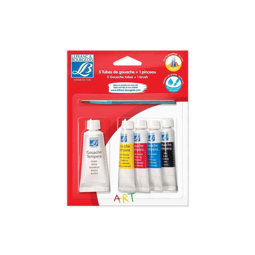 [3013648074521] LEFRANC BOURGEOIS Set de 5 Gouaches con Pincel 4 x 10 ml + 1 x 20 ml