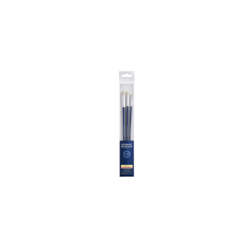 [3013648100985] LEFRANC BOURGEOIS Set of 3 Filbert Brushes No. 4/8/12 Hog Bristle