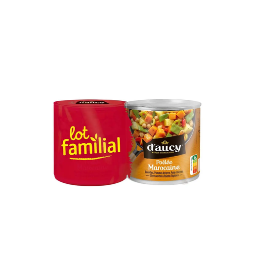 [3017800515624] D'AUCY Poêlée marocaine avec carottes pommes de terre pois chiches olives et épices 2 x 290 g