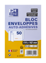 OXFORD Bloc de 50 Enveloppes Auto-adhésives Précasées 11,4x16,2cm