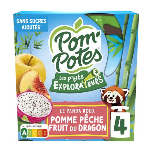 [3021761207900] POM'POTES Les P'tits Explorateurs Apple Peach Dragon Fruit Compote 4x90g