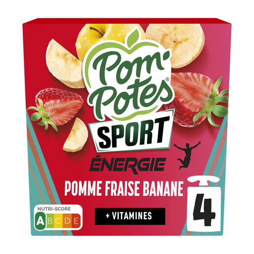 [3021761208358] POM'POTES Sport compotes énergie pomme fraise banane 4 x 90 g