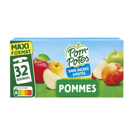 [3021762432301] POM'POTES Apple Sauce Pouches No Added Sugar 32 x 90 g