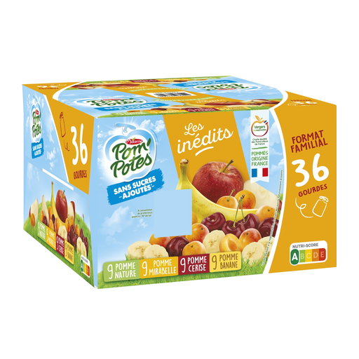 [3021762436040] POM'POTES Fruit dessert no added sugar assorted 36 pouches of 90 g