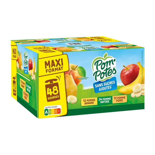 [3021762448050] POM'POTES Apple Nature Pear Banana Pouches 48 x 90 g