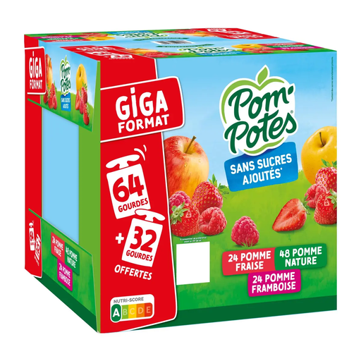 [3021762496068] POM'POTES Apple Strawberry and Apple Raspberry Fruit Pouch 96 x 90 g