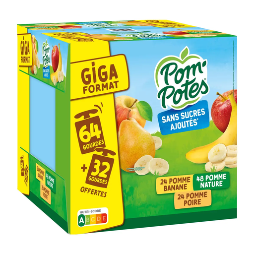 [3021762496150] POM'POTES Assorted Fruit Puree Pouches 96 x 90 g