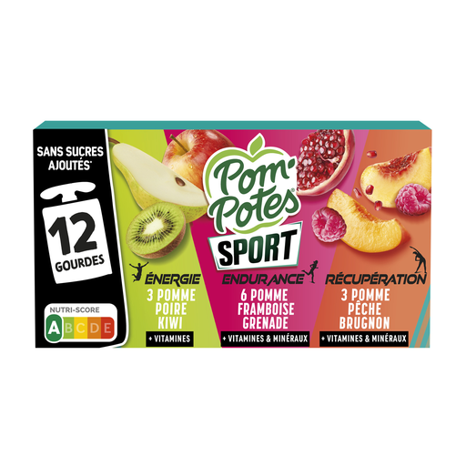 [3021762512881] POM'POTES Sport gourdes compote énergie endurance et récupération panachés 12 x 90 g