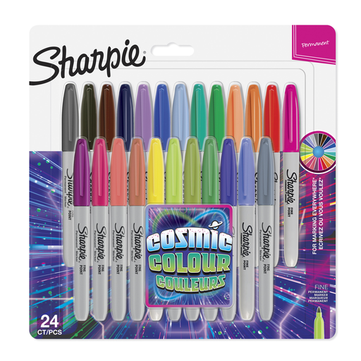 [3026980336721] SHARPIE Permanent Markers Fine Point Cosmic Colors, 24-pack