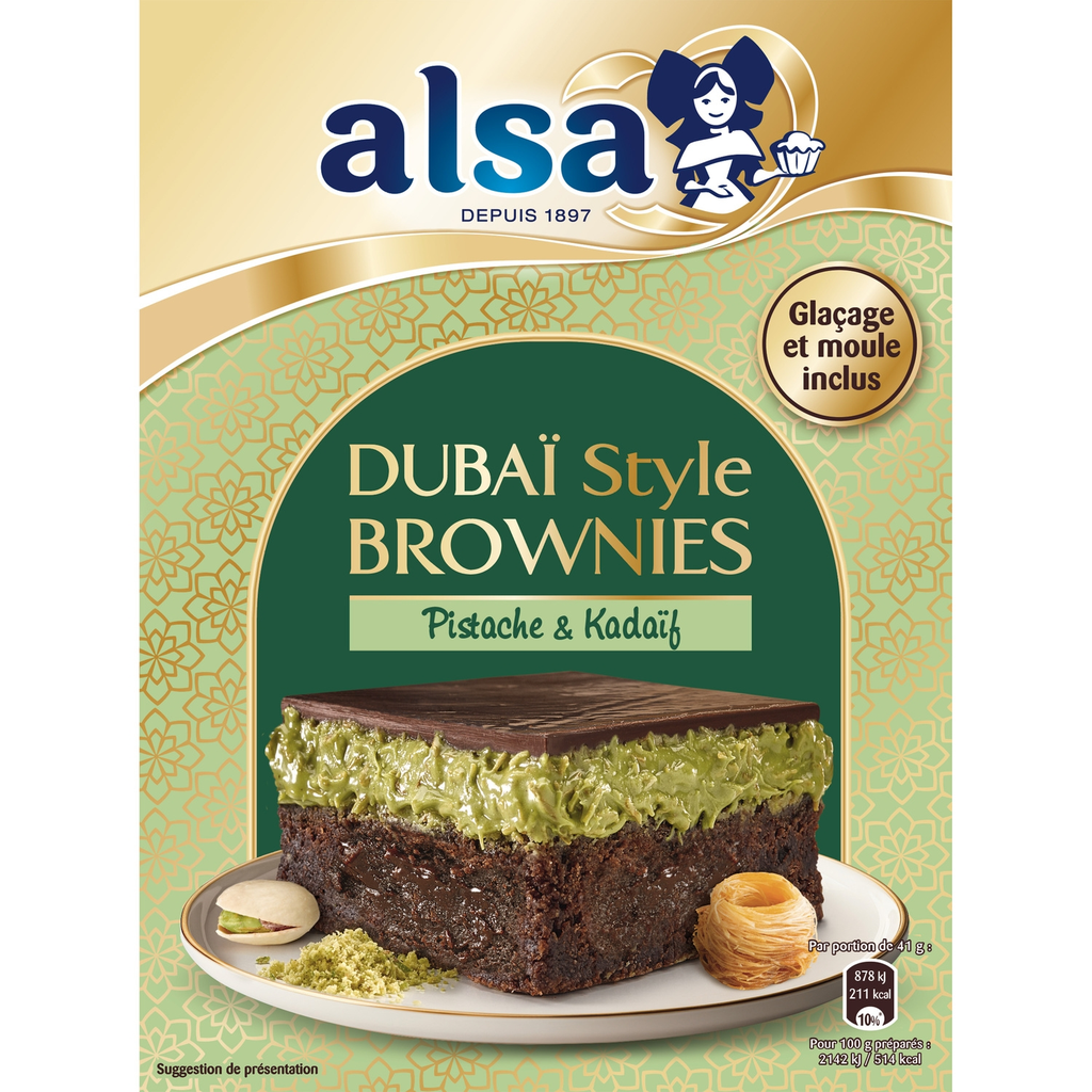 ALSA Dubai Style Brownies Mix Pistachio and Kadaif 260 g