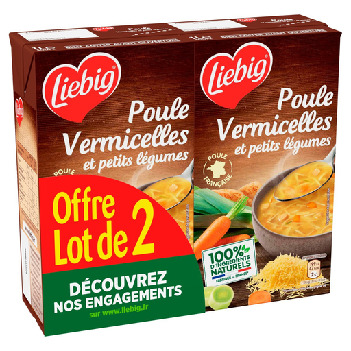 [3036815435529] LIEBIG Caldo de pollo con fideos y verduras 2x1L