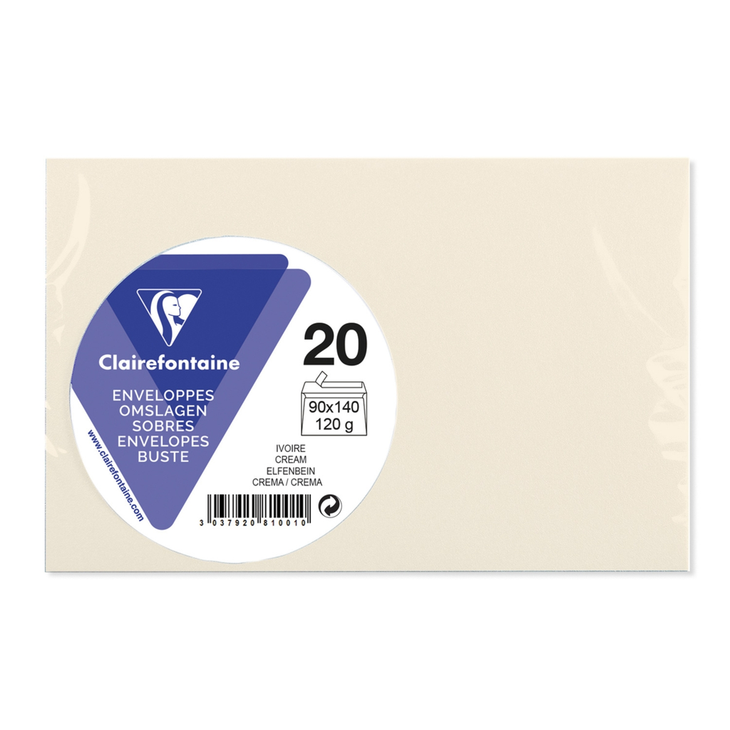 CLAIREFONTAINE Ivory Visiting Envelope 90x140mm x20 120g