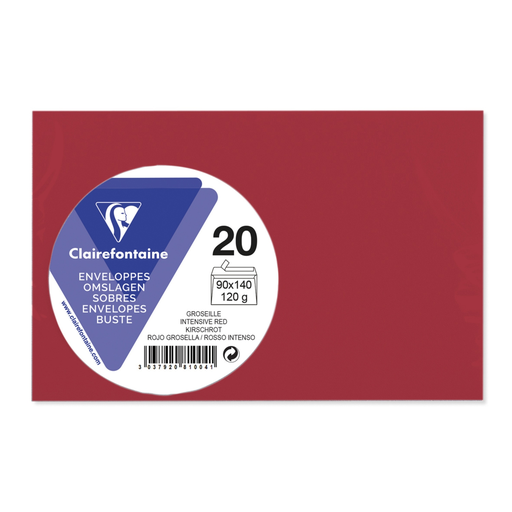 [3037920810041] CLAIREFONTAINE Visiting Envelope Red Currant 90x140mm x20 120g