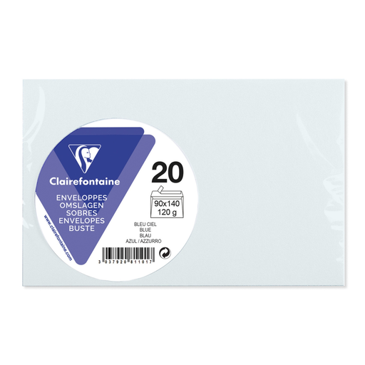 [3037920811017] CLAIREFONTAINE Sky Blue Visiting Envelope 90x140mm x20