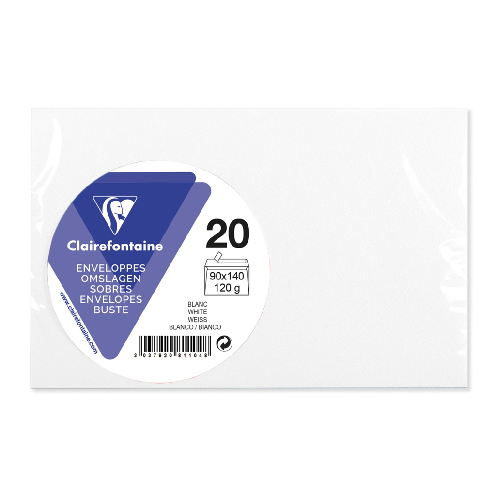 CLAIREFONTAINE White Visiting Envelope 90x140mm x20 120g