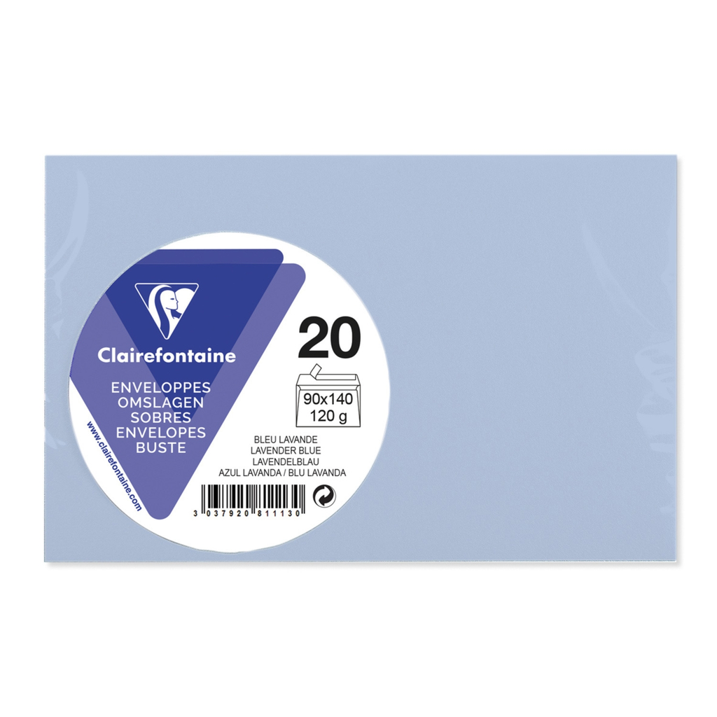 CLAIREFONTAINE Enveloppe de visite bleue lavande 90X140 x20 120 g