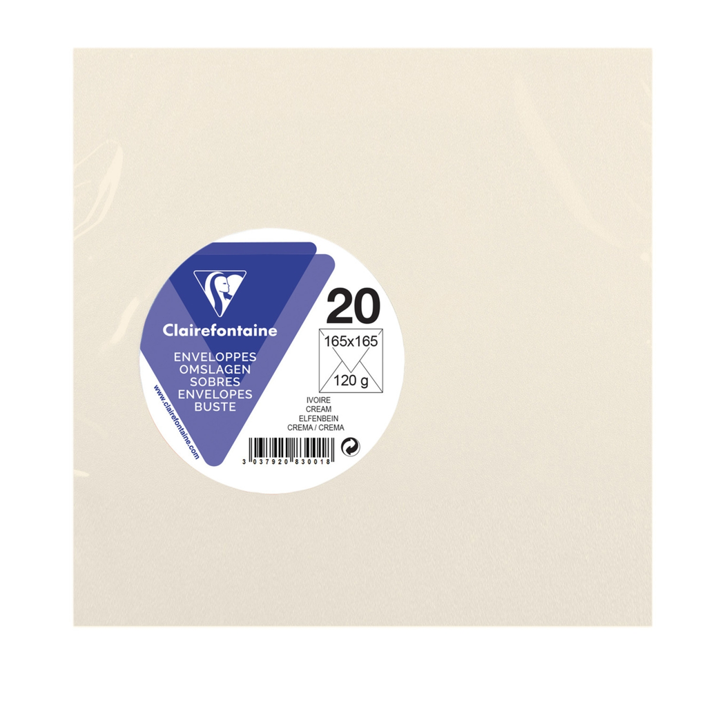 CLAIREFONTAINE Sobre cuadrado marfil 165x165mm x20 120g