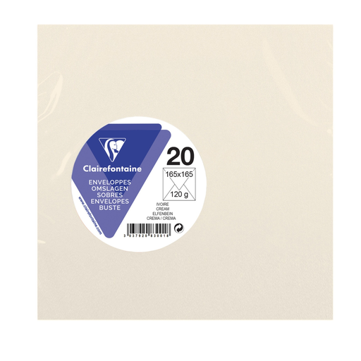 [3037920830018] CLAIREFONTAINE Envelope quadrado marfim 165x165mm x20 120g