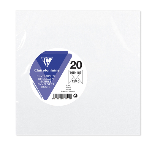 [3037920831046] CLAIREFONTAINE Envelope quadrado branco 165x165mm x20 120g